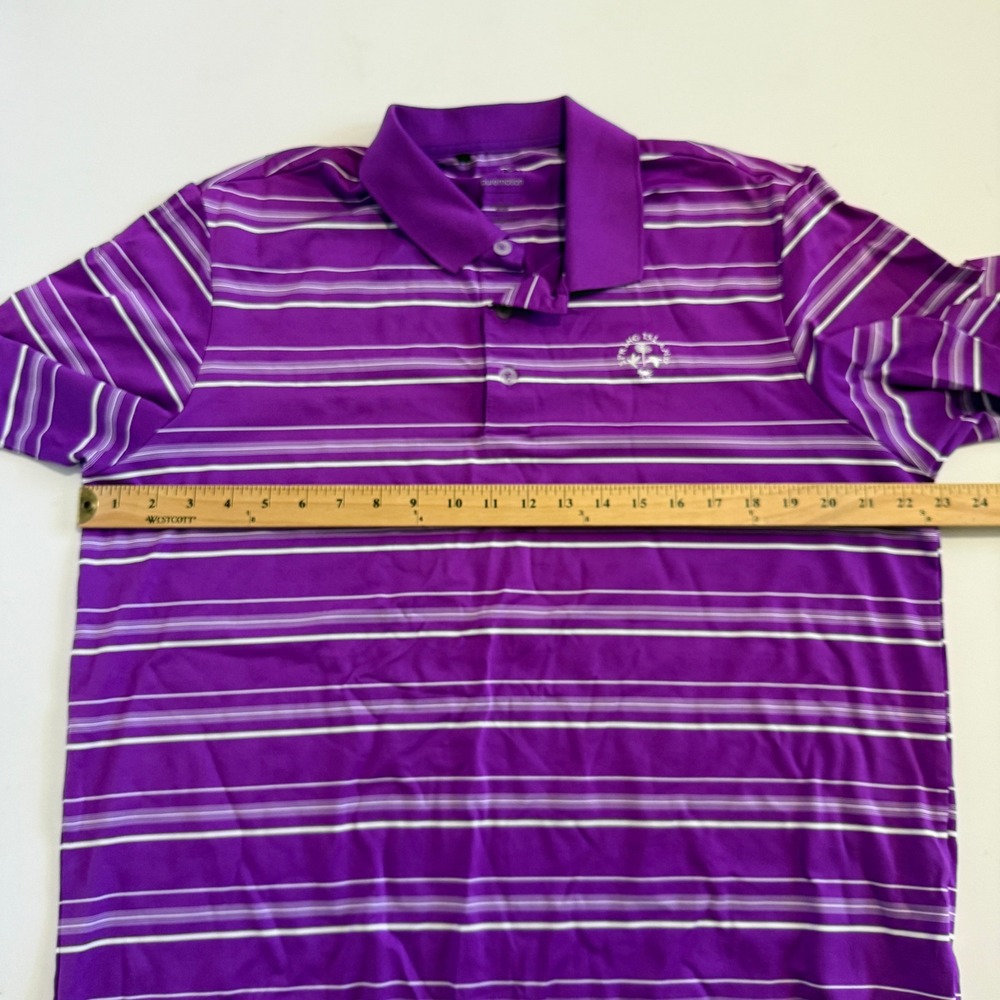 Adidas Golf Puremotion Purple Striped Polo Shirt Men's Sz L Spring Island Golf - Picture 5 of 11